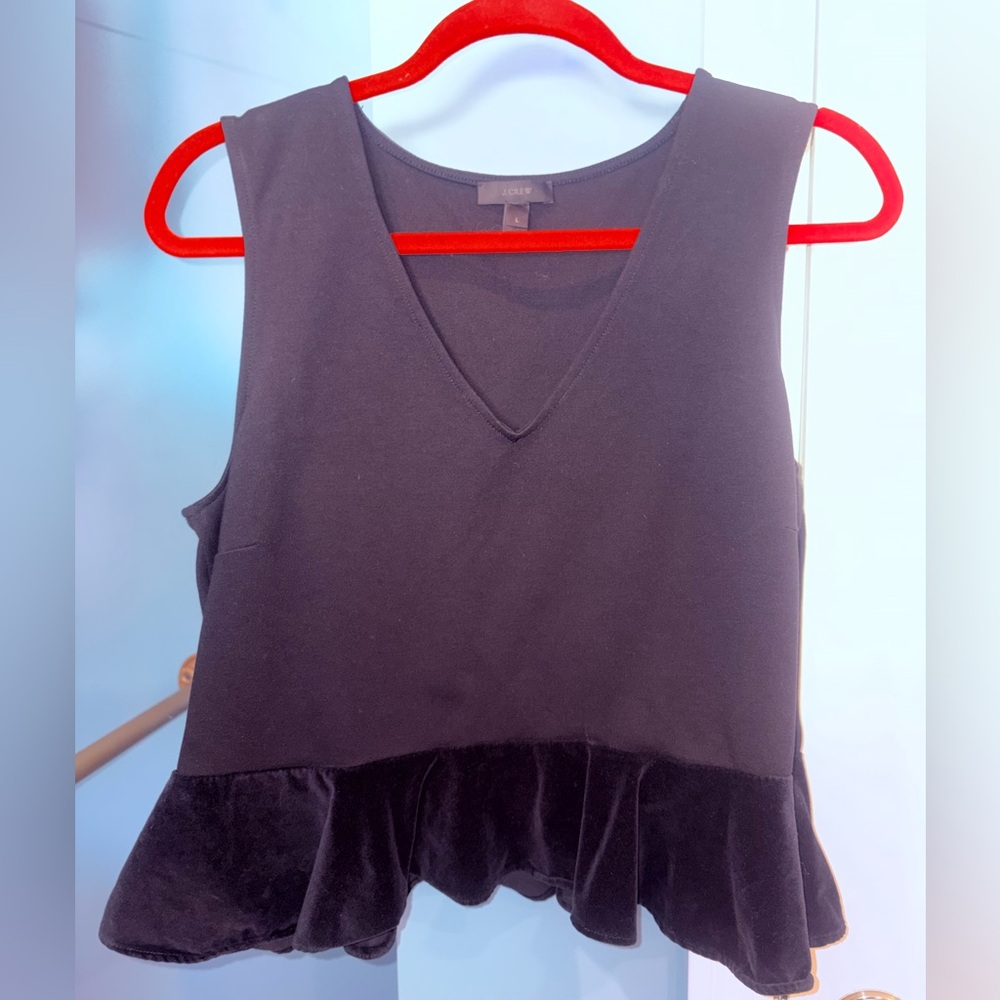 J. Crew Black Peplum Sleeveless Blouse